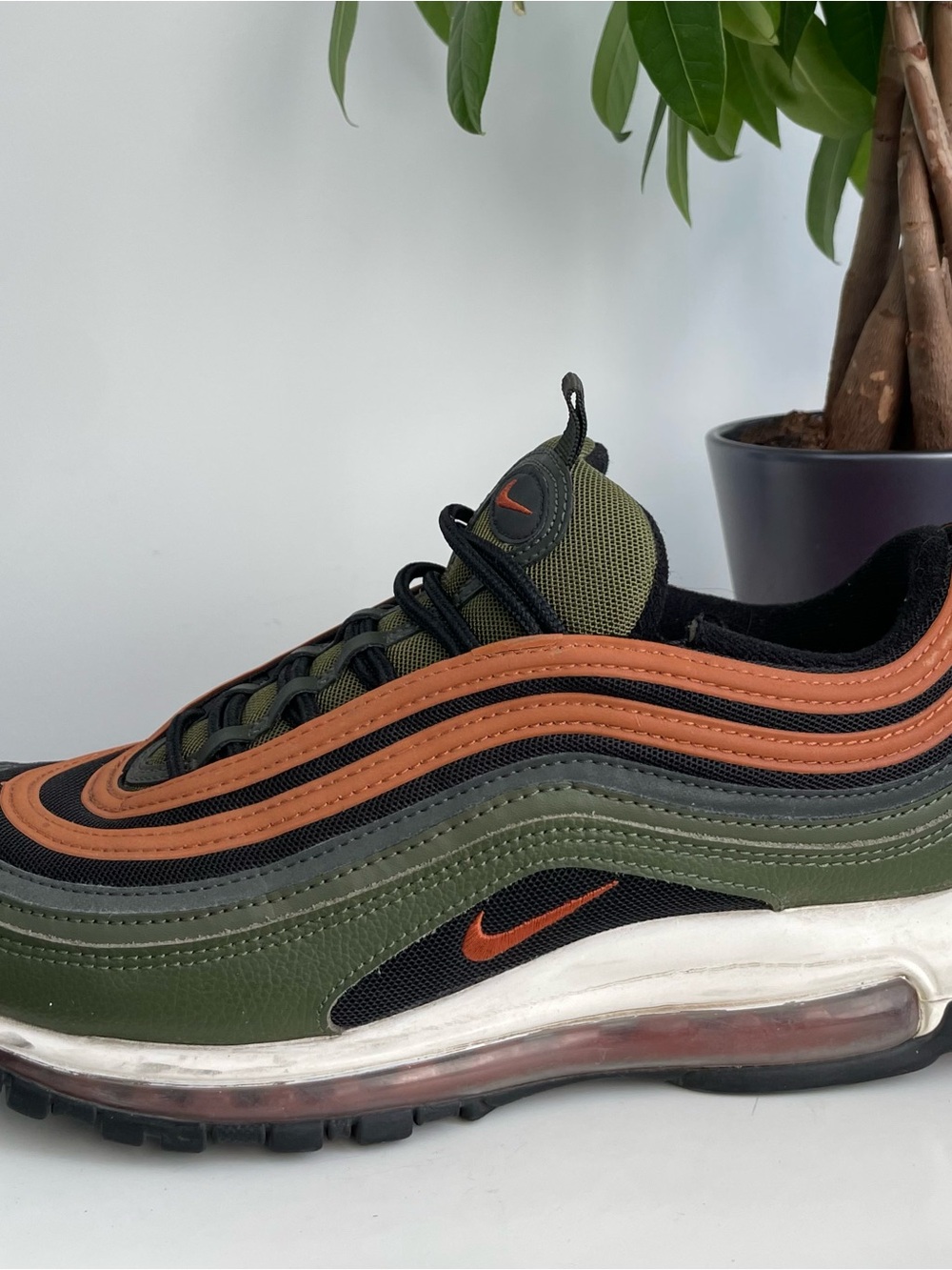 Men Size 10.5 Nike Air Max 97 Black Olive Shoes